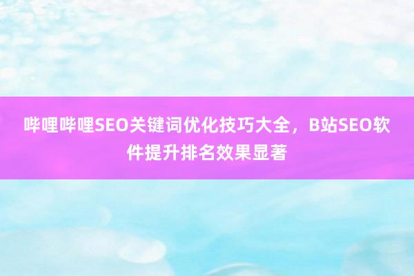 哔哩哔哩SEO关键词优化技巧大全，B站SEO软件提升排名效果显著