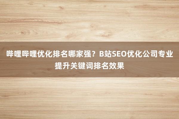 哔哩哔哩优化排名哪家强？B站SEO优化公司专业提升关键词排名效果