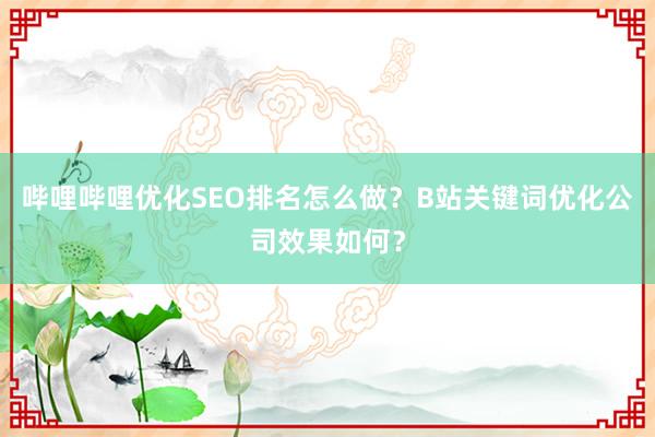 哔哩哔哩优化SEO排名怎么做？B站关键词优化公司效果如何？