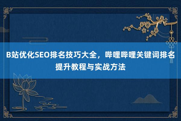 B站优化SEO排名技巧大全，哔哩哔哩关键词排名提升教程与实战方法