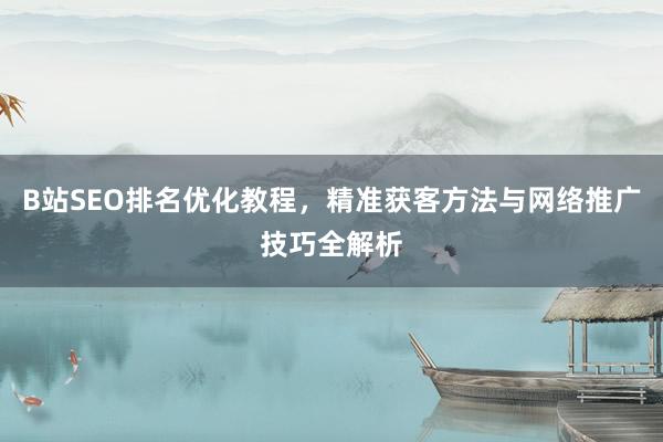 B站SEO排名优化教程，精准获客方法与网络推广技巧全解析