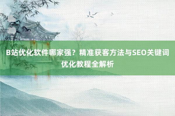 B站优化软件哪家强？精准获客方法与SEO关键词优化教程全解析