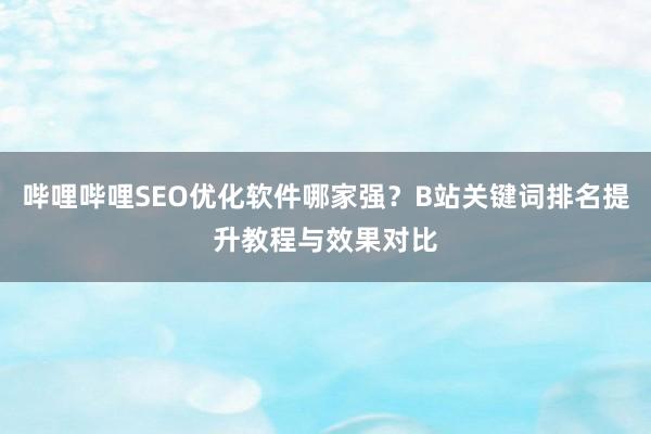 哔哩哔哩SEO优化软件哪家强？B站关键词排名提升教程与效果对比