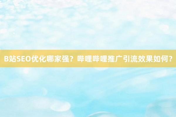 B站SEO优化哪家强？哔哩哔哩推广引流效果如何？