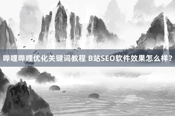 哔哩哔哩优化关键词教程 B站SEO软件效果怎么样？