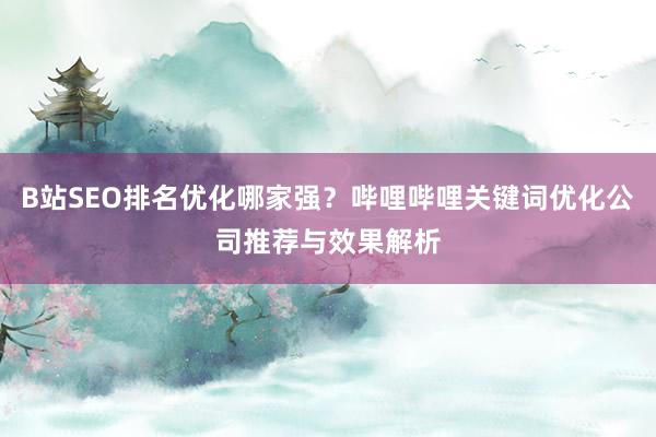 B站SEO排名优化哪家强？哔哩哔哩关键词优化公司推荐与效果解析