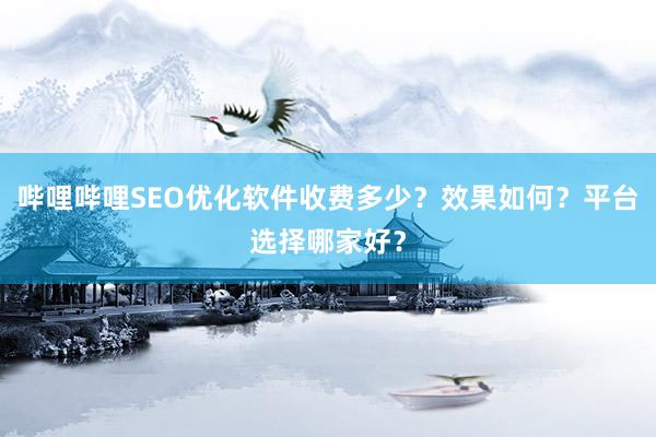 哔哩哔哩SEO优化软件收费多少？效果如何？平台选择哪家好？