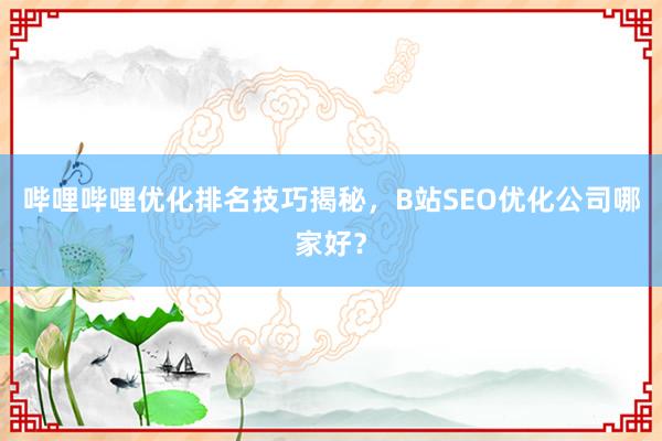 哔哩哔哩优化排名技巧揭秘，B站SEO优化公司哪家好？
