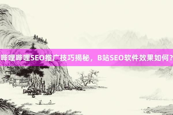 哔哩哔哩SEO推广技巧揭秘，B站SEO软件效果如何？