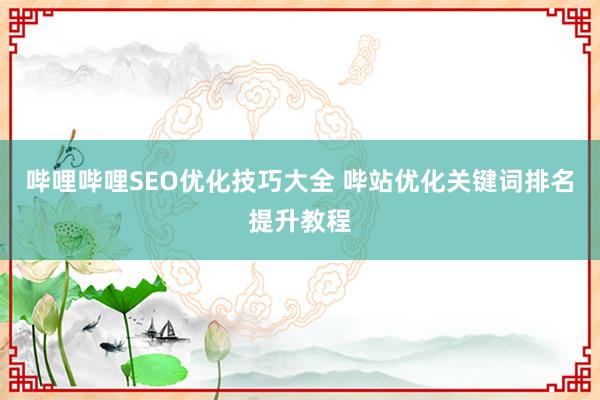 哔哩哔哩SEO优化技巧大全 哔站优化关键词排名提升教程