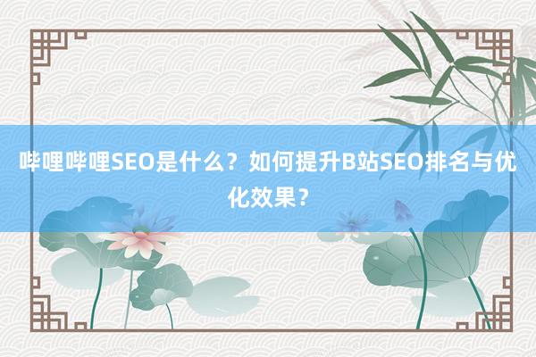 哔哩哔哩SEO是什么？如何提升B站SEO排名与优化效果？