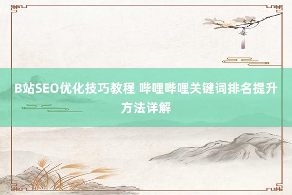 B站SEO优化技巧教程 哔哩哔哩关键词排名提升方法详解