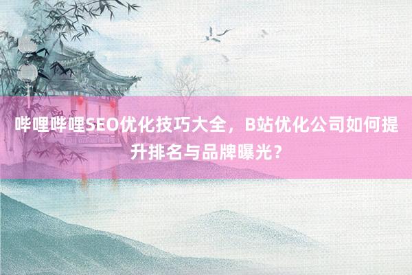 哔哩哔哩SEO优化技巧大全，B站优化公司如何提升排名与品牌曝光？