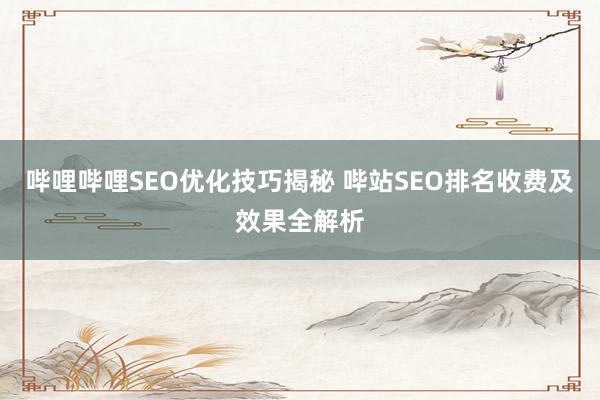 哔哩哔哩SEO优化技巧揭秘 哔站SEO排名收费及效果全解析
