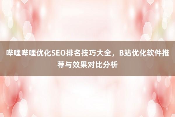 哔哩哔哩优化SEO排名技巧大全，B站优化软件推荐与效果对比分析