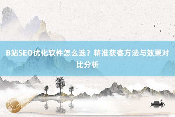 B站SEO优化软件怎么选？精准获客方法与效果对比分析