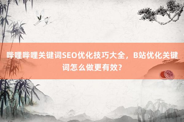 哔哩哔哩关键词SEO优化技巧大全，B站优化关键词怎么做更有效？
