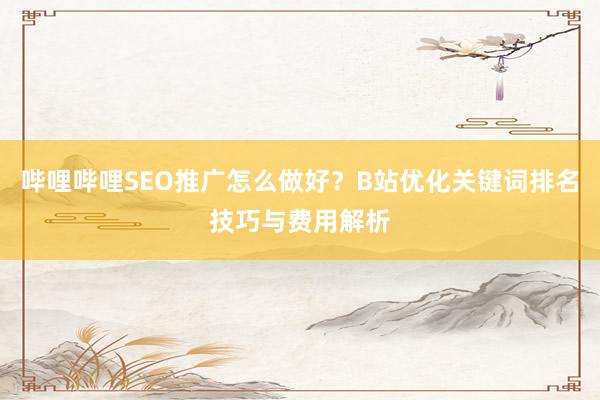 哔哩哔哩SEO推广怎么做好？B站优化关键词排名技巧与费用解析