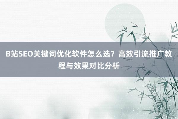 B站SEO关键词优化软件怎么选？高效引流推广教程与效果对比分析