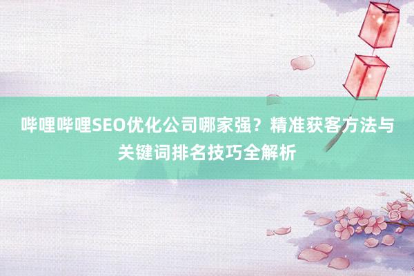 哔哩哔哩SEO优化公司哪家强？精准获客方法与关键词排名技巧全解析
