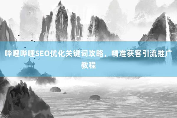 哔哩哔哩SEO优化关键词攻略，精准获客引流推广教程