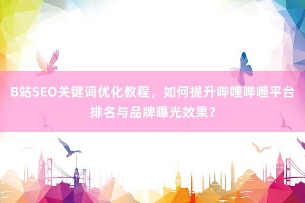 B站SEO关键词优化教程，如何提升哔哩哔哩平台排名与品牌曝光效果？