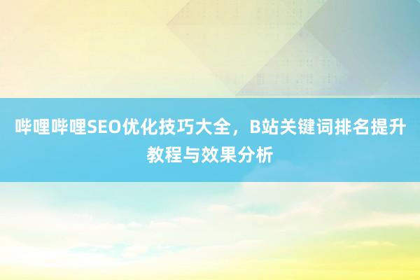哔哩哔哩SEO优化技巧大全，B站关键词排名提升教程与效果分析