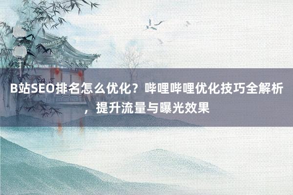 B站SEO排名怎么优化？哔哩哔哩优化技巧全解析，提升流量与曝光效果
