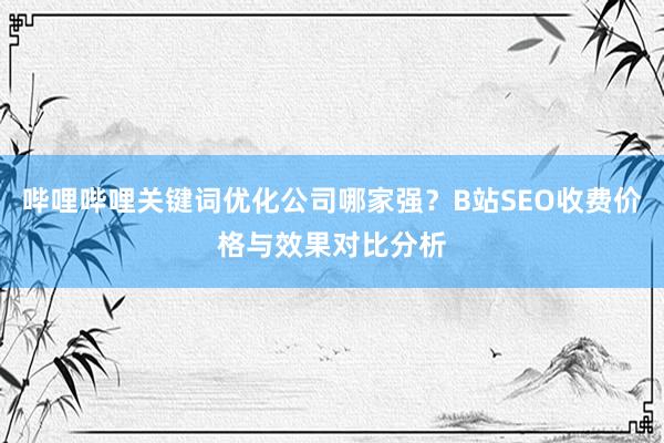 哔哩哔哩关键词优化公司哪家强？B站SEO收费价格与效果对比分析