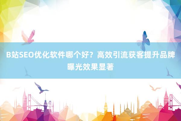 B站SEO优化软件哪个好？高效引流获客提升品牌曝光效果显著