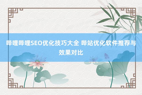 哔哩哔哩SEO优化技巧大全 哔站优化软件推荐与效果对比