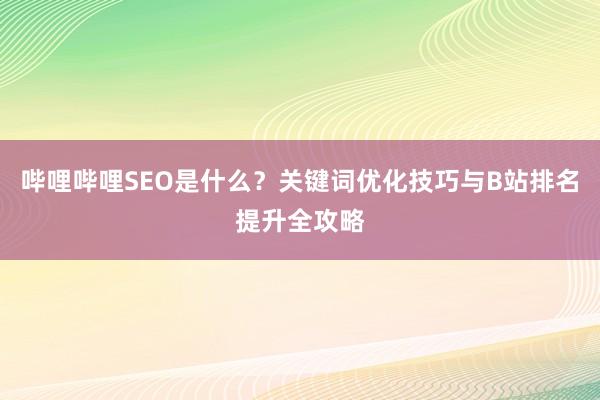 哔哩哔哩SEO是什么？关键词优化技巧与B站排名提升全攻略