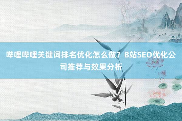 哔哩哔哩关键词排名优化怎么做？B站SEO优化公司推荐与效果分析