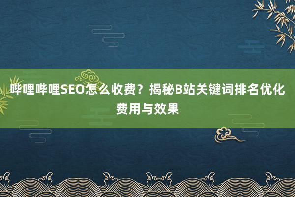 哔哩哔哩SEO怎么收费？揭秘B站关键词排名优化费用与效果