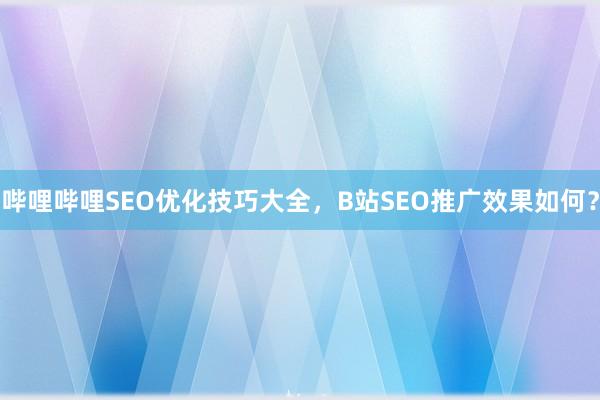哔哩哔哩SEO优化技巧大全，B站SEO推广效果如何？
