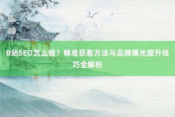 B站SEO怎么做？精准获客方法与品牌曝光提升技巧全解析