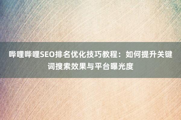 哔哩哔哩SEO排名优化技巧教程：如何提升关键词搜索效果与平台曝光度