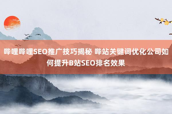 哔哩哔哩SEO推广技巧揭秘 哔站关键词优化公司如何提升B站SEO排名效果