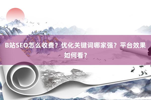 B站SEO怎么收费？优化关键词哪家强？平台效果如何看？