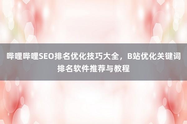 哔哩哔哩SEO排名优化技巧大全，B站优化关键词排名软件推荐与教程
