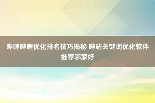 哔哩哔哩优化排名技巧揭秘 哔站关键词优化软件推荐哪家好