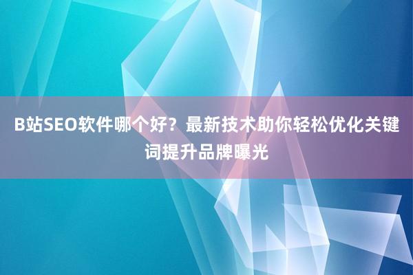 B站SEO软件哪个好？最新技术助你轻松优化关键词提升品牌曝光