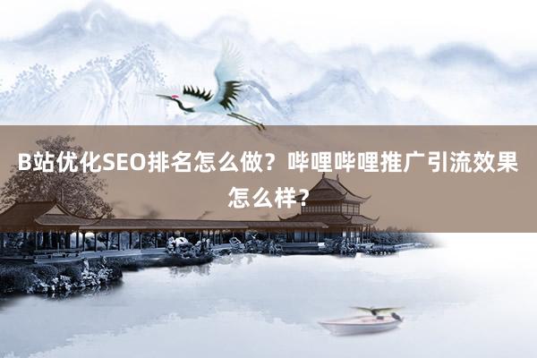 B站优化SEO排名怎么做？哔哩哔哩推广引流效果怎么样？