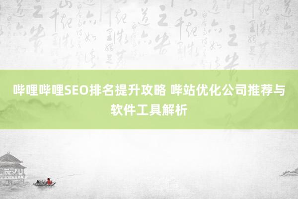 哔哩哔哩SEO排名提升攻略 哔站优化公司推荐与软件工具解析