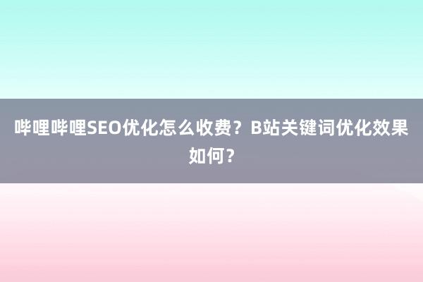 哔哩哔哩SEO优化怎么收费？B站关键词优化效果如何？