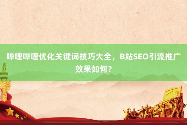 哔哩哔哩优化关键词技巧大全，B站SEO引流推广效果如何？