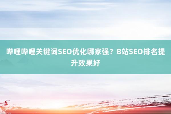 哔哩哔哩关键词SEO优化哪家强？B站SEO排名提升效果好
