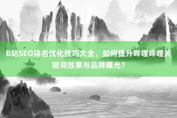 B站SEO排名优化技巧大全，如何提升哔哩哔哩关键词效果与品牌曝光？
