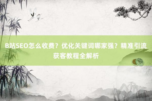 B站SEO怎么收费？优化关键词哪家强？精准引流获客教程全解析