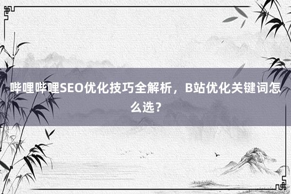 哔哩哔哩SEO优化技巧全解析，B站优化关键词怎么选？